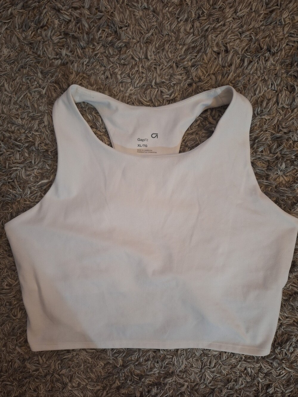 GAP Fit White Racerback Spots bra/Crop Top XL
